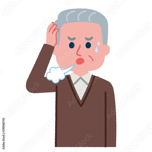辛そうなシニア男性のイラスト素材