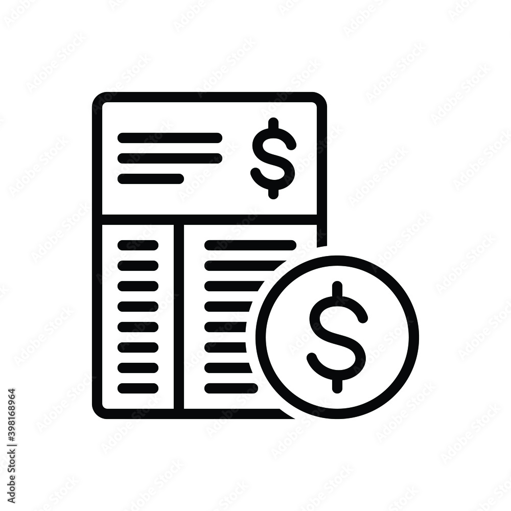 Black line icon for expense
Black line icon for expense