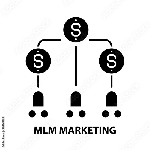 mlm marketing symbol icon, black vector sign with editable strokes, concept illustration