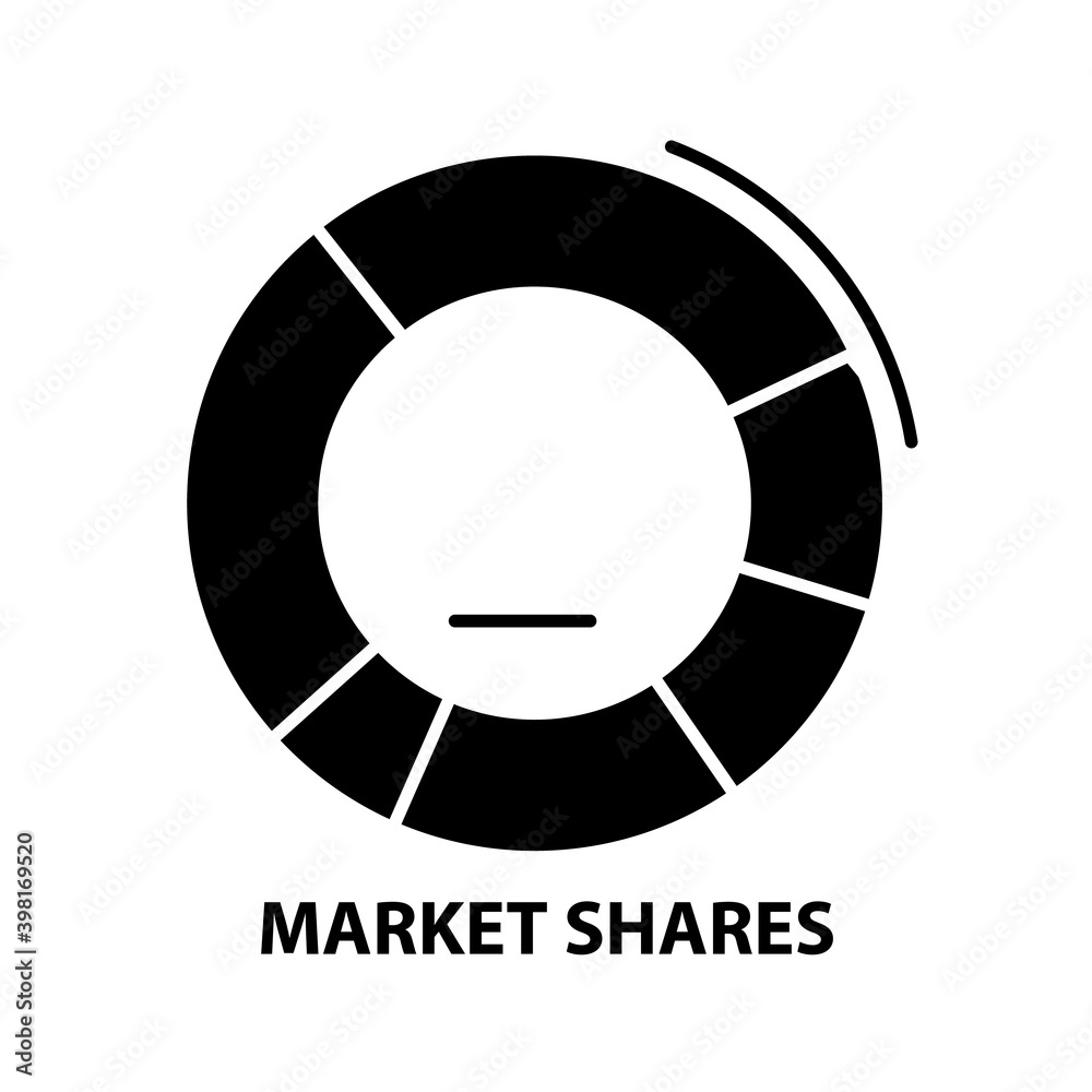 market shares icon, black vector sign with editable strokes, concept illustration market shares icon, black vector sign with editable strokes, concept illustration