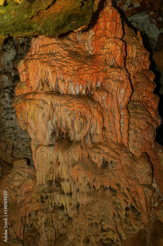 Detail of cave wall, stalactites and stalagmites. Oylat Cave, Bursa, Turkey photo