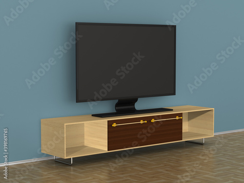tv stand in living room. 3D...