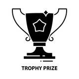 trophy prize icon, black vector sign with editable strokes, concept illustration
