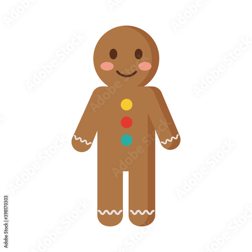 happy merry christmas ginger cookie flat style icon