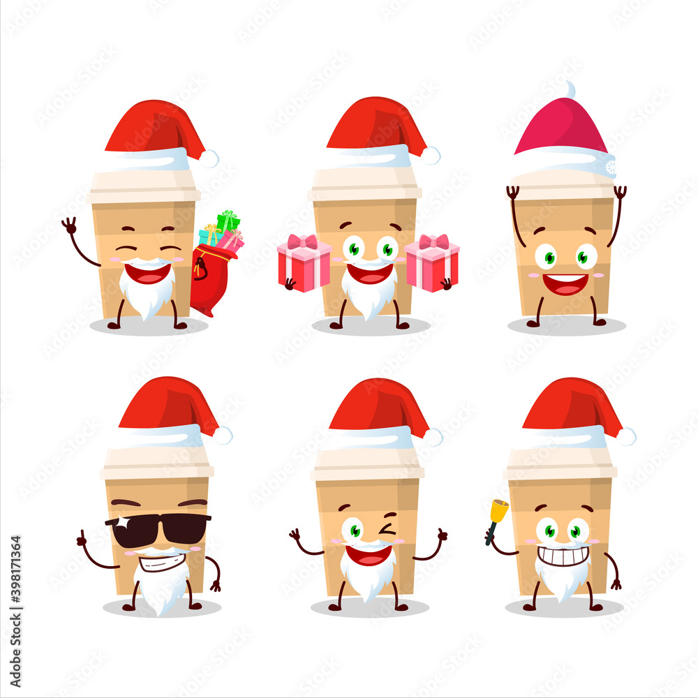 Santa Claus emoticons with new coffee cup cartoon character