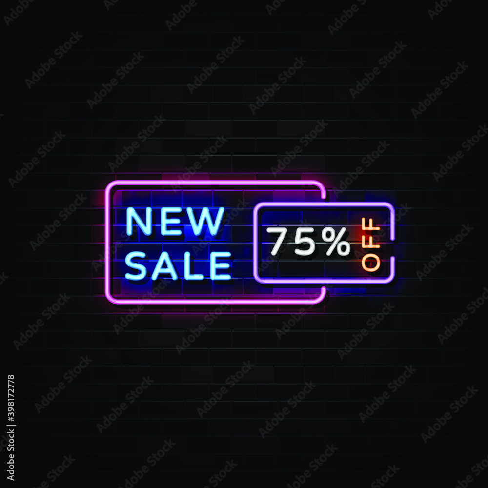 New Sale Neon Signs Vector. Neon Design Style
