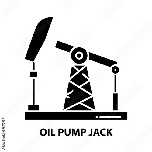 oil pump jack icon, black vector sign with editable strokes, concept illustration
