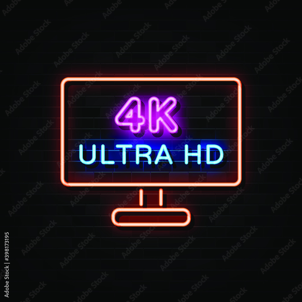 4K Ultra HD Neon Signs Vector. 4K Ultra HD Neon Signs Vector.