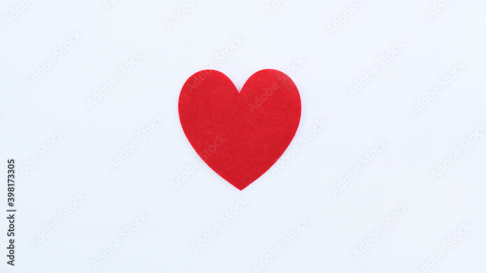 close up of red heart isolated on white background