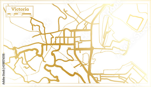 Victoria Seychelles City Map in Retro Style in Golden Color. Outline Map.