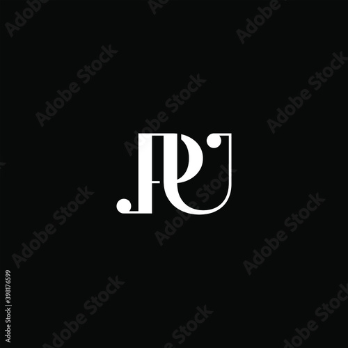 P U letter logo creative design on black color background. pu monogram