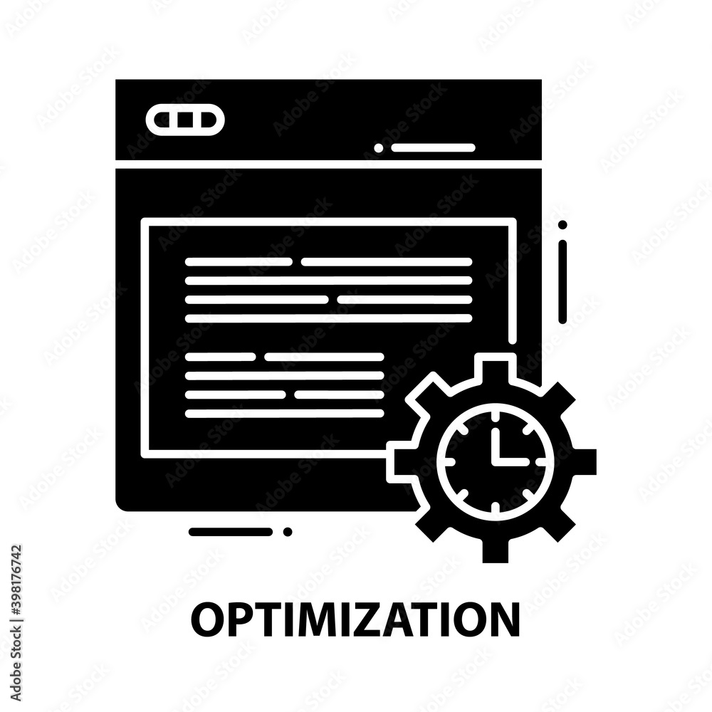 optimization icon, black vector sign with editable strokes, concept illustration optimization icon, black vector sign with editable strokes, concept illustration
