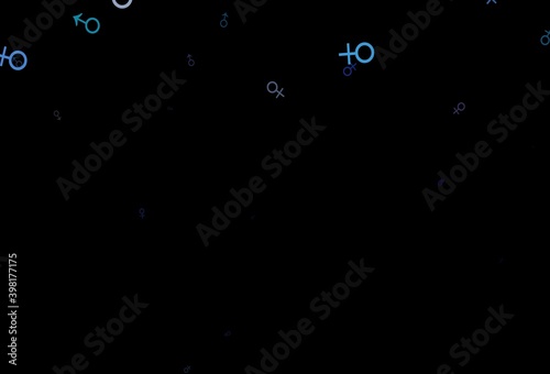 Dark multicolor, rainbow vector pattern with gender elements.