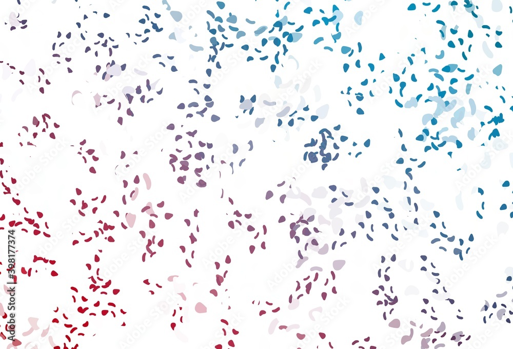 Light blue, red vector pattern with chaotic shapes.