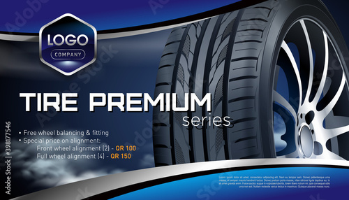 Car tire pile background. Tire stack. Group of tyre isolated. Change a car tires from summer for winter. Realistic vector. Information. Store. Action. Landscape poster, digital banner, flyer.
