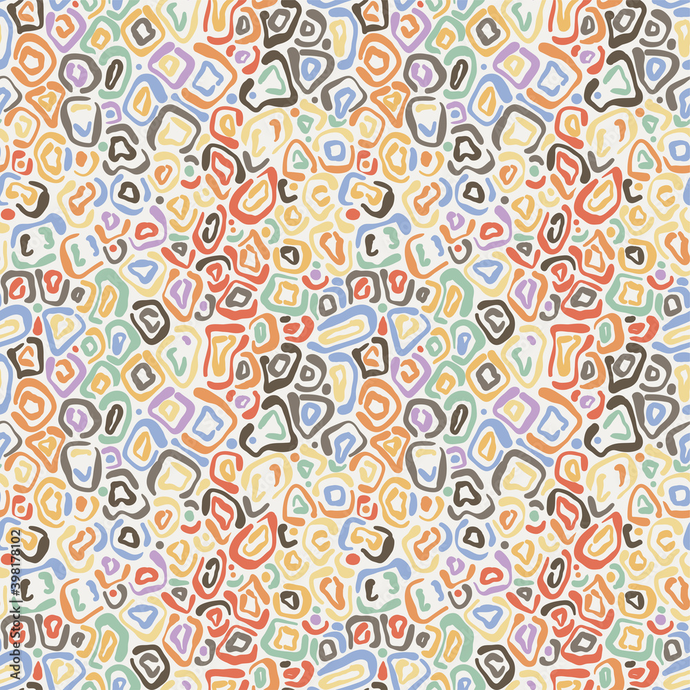 Seamless hand drawn coloring pattern. Creative endless background with blots. Abstract striped texture with bold lines