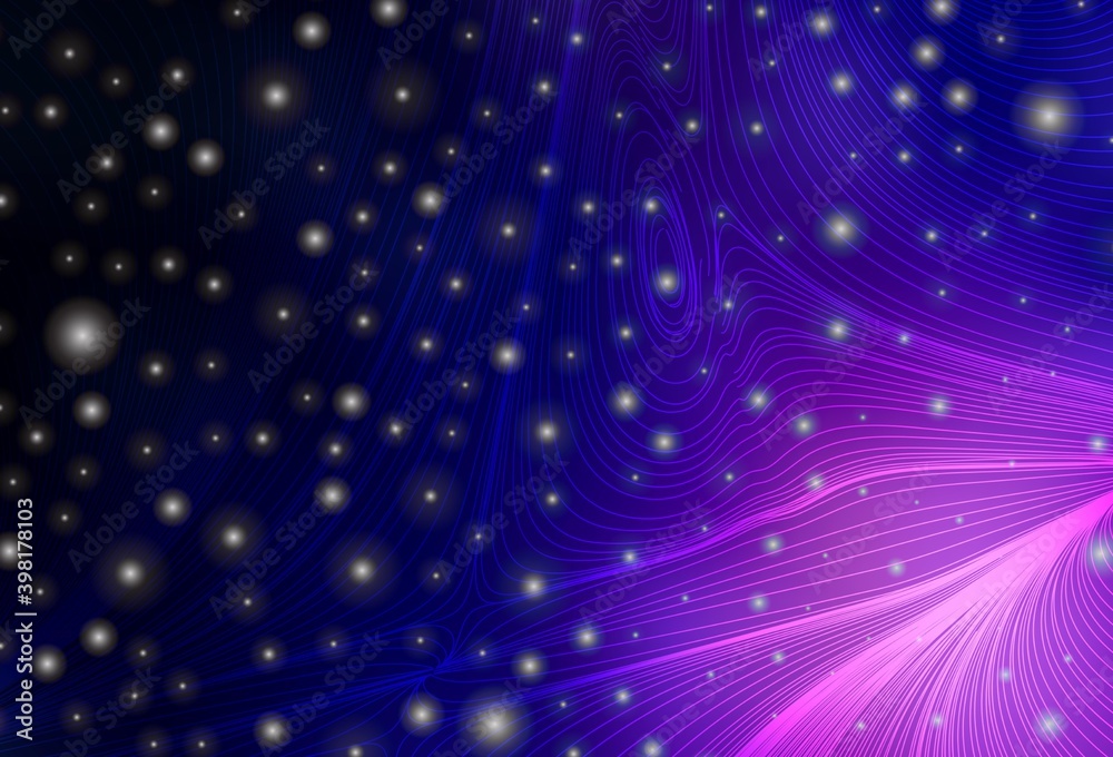 Fototapeta premium Dark Purple vector pattern with spheres, curves.