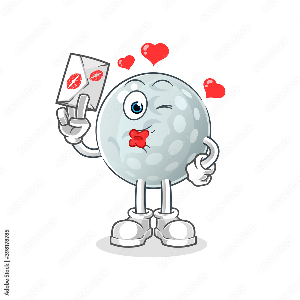 golf ball hold love letter illustration. character vector golf ball hold love letter illustration. character vector