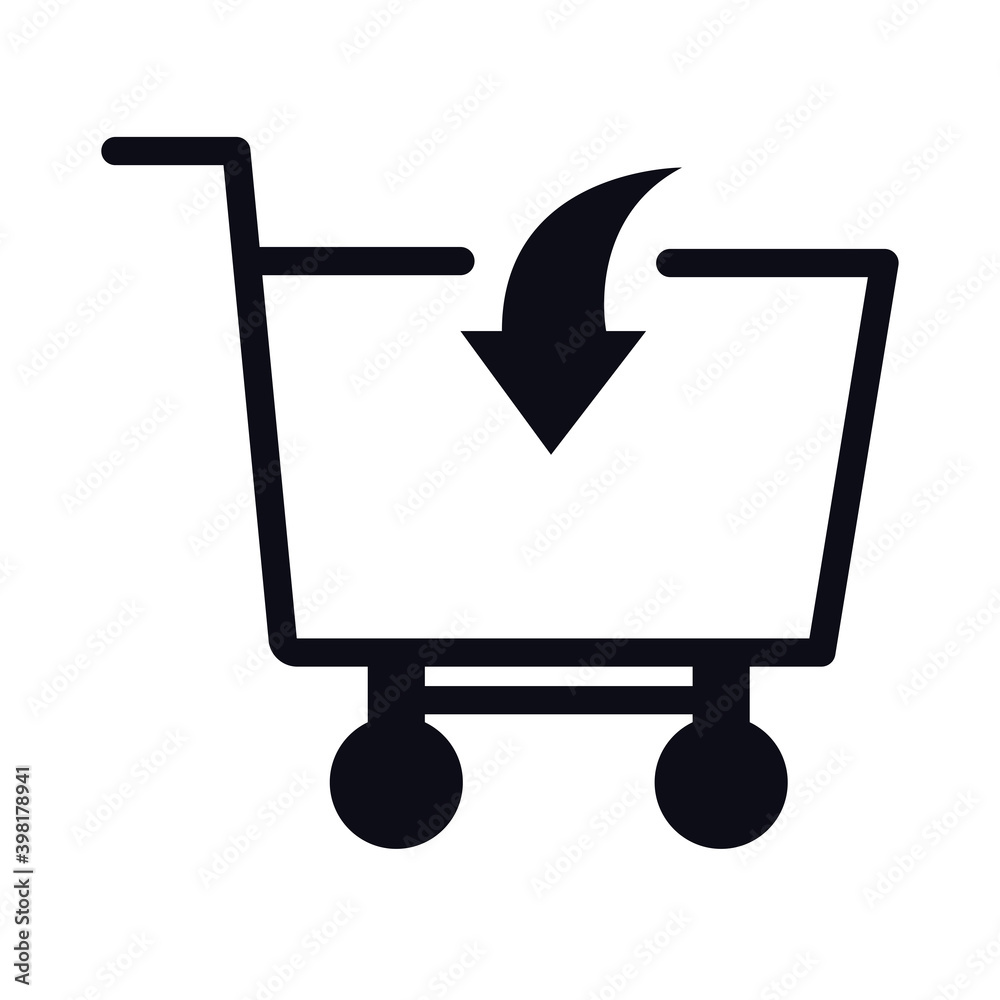 shopping cart trolley with arrow in line style icon shopping cart trolley with arrow in line style icon