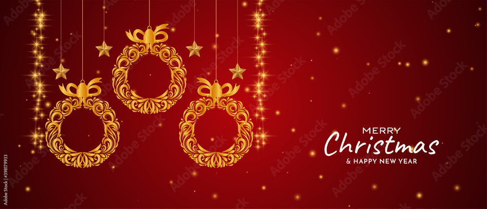 Merry Christmas festival red color decorative banner