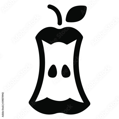 Pear stub icon isolated on white background. Black pear symbol for your design. Vector illustration.