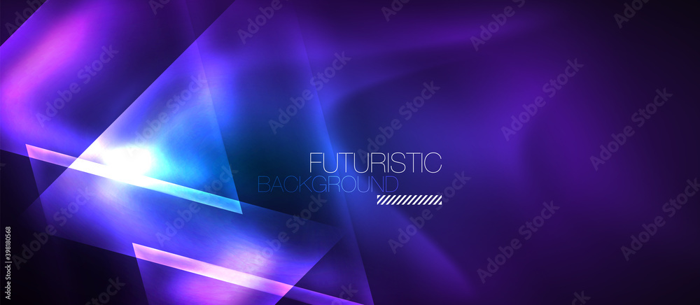 Neon geometric abstract background. Triangles with color glowing light effects in the dark. Vector illustration for covers, banners, flyers and posters and other Neon geometric abstract background. Triangles with color glowing light effects in the dark. Vector illustration for covers, banners, flyers and posters and other
