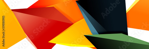 Triangle mosaic abstract background, 3d triangular low poly shapes. Geometric vector illustration for covers, banners, flyers and posters and other