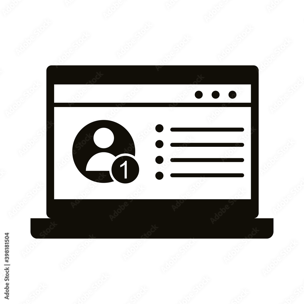 profile avatar in laptop block style icon profile avatar in laptop block style icon