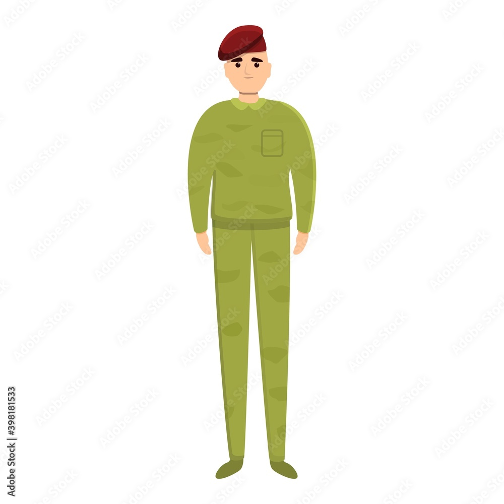 Red beret military uniform icon. Cartoon of red beret military uniform vector icon for web design isolated on white background