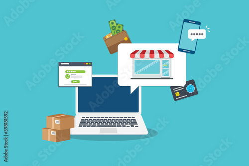 Small business.  Small business online management concept. Vector illustration. 