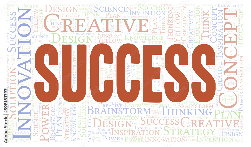 Success typography word cloud create with the text only.