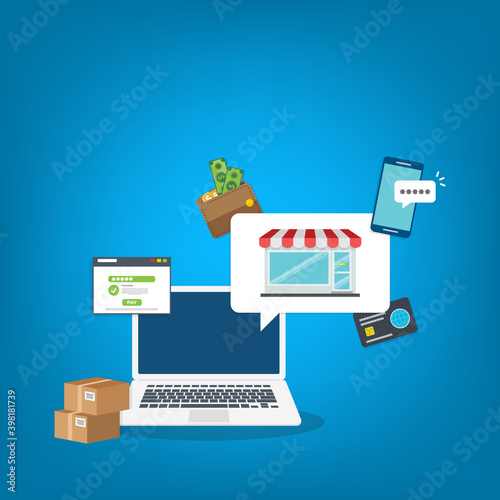 Small business. Small business online management concept. Vector illustration. 