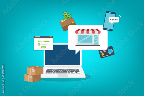 Small business. Small business online management concept. Vector illustration. 