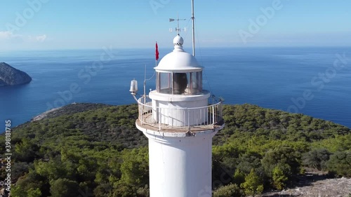 Gelidonya Lighthouse in Mediterranean sea. Famous Lighthouse on Lycian Way in Karaoz, Antalya, TURKEY photo