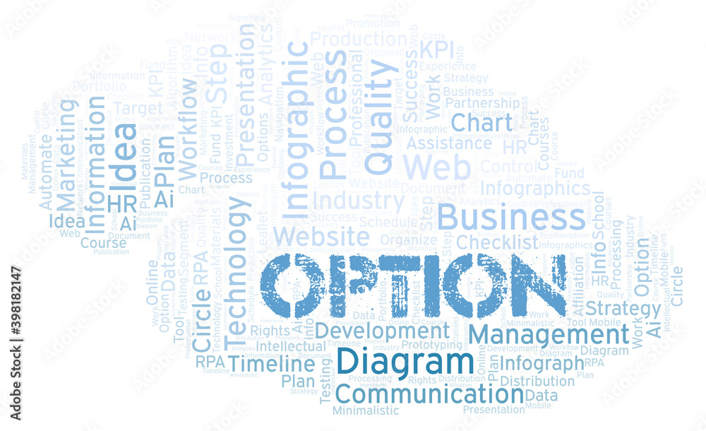 Option typography word cloud create with the text only. Option typography word cloud create with the text only.