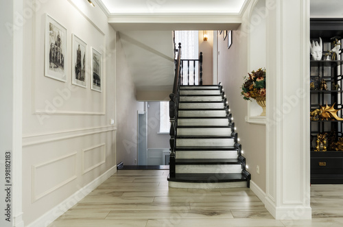 Photo of a modern house staircase and the hall