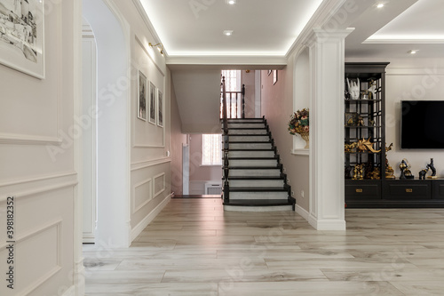Photo of a modern house staircase and the hall