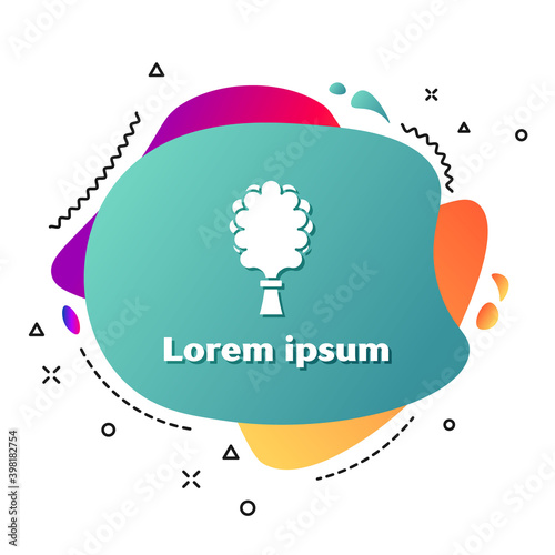 White Sauna broom icon isolated on white background. Broom from birch twigs, branches for Russian steam bath, sauna, washhouse. Abstract banner with liquid shapes. Vector.