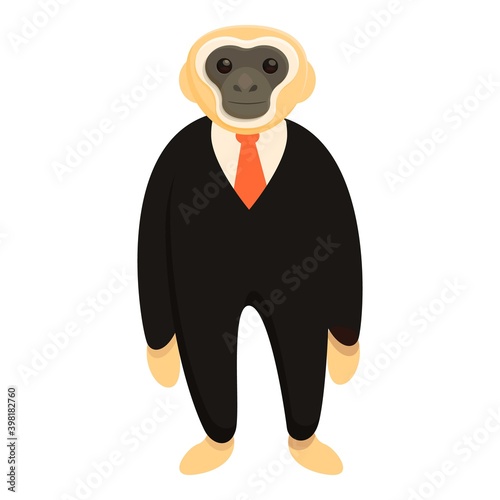 Gibbon in costume icon. Cartoon of gibbon in costume vector icon for web design isolated on white background