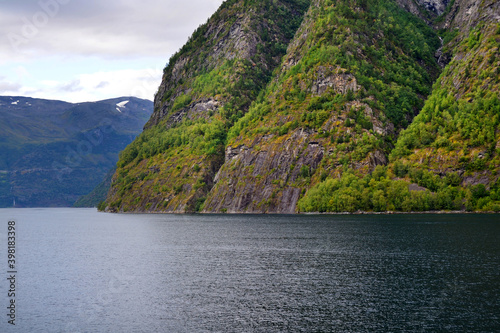 Beautiful natural mountain landscape. The way from Gudvangen to Flam, Norway