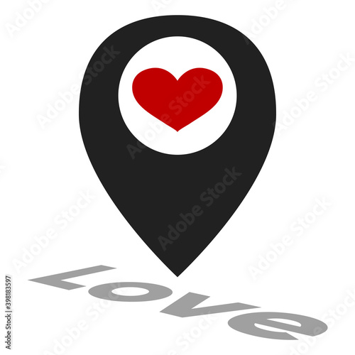 Vector love icon location for wedding or St Valentines day