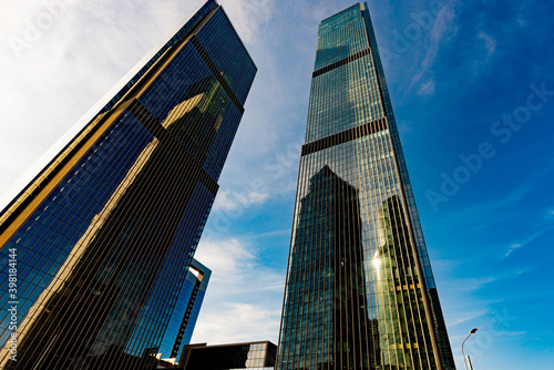 View of the office towers of the Moscow city business center district