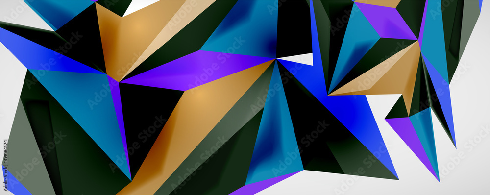 Vector triangle geometric backgrounds. Low poly 3d shape on light backdrop. Vector illustration for covers, banners, flyers and posters and other designs Vector triangle geometric backgrounds. Low poly 3d shape on light backdrop. Vector illustration for covers, banners, flyers and posters and other designs