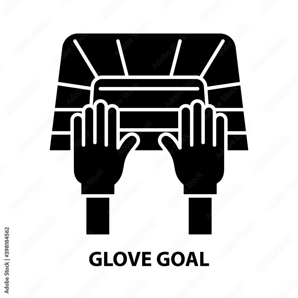 glove goal icon, black vector sign with editable strokes, concept illustration