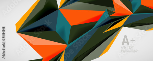 Vector triangle geometric backgrounds. Low poly 3d shape on light backdrop. Vector illustration for covers, banners, flyers and posters and other designs