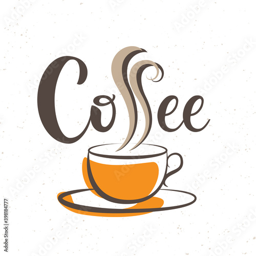 Vector illustration with the hand written lettering Coffee logo