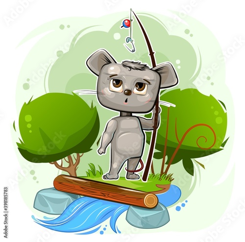 Mouse. Cartoon style. Young cub. Vector. Cute baby. Название.