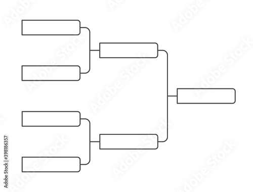 4 team tournament bracket championship template flat style design vector illustration isolated on white background. Championship bracket schedule for soccer, football, basketball, baseball or tennis.