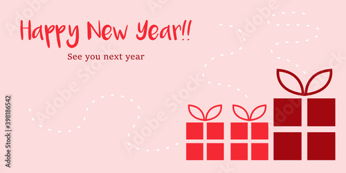 new year greeting card with gift boxes vector design