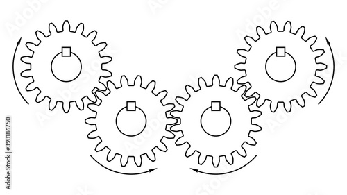 Gear wheels. Gear drives. Vector illustration